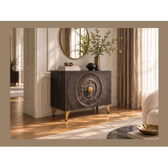 Buffet SOLARIS 100cm noir et doré vu de côté