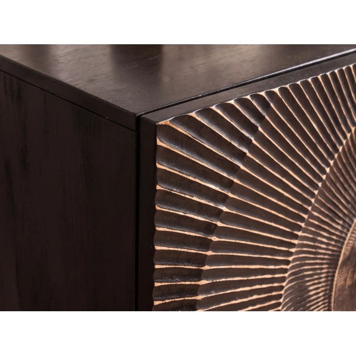 Zoom sur le coin du buffet SOLARIS 100cm noir et doré