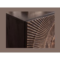 Zoom sur le coin du buffet SOLARIS 100cm noir et doré