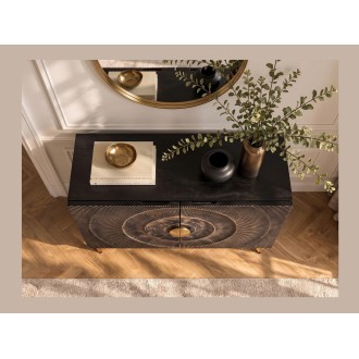 Buffet SOLARIS 100cm noir et doré vu de haut de face