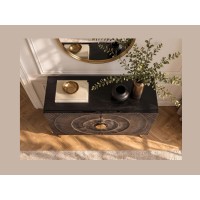 Buffet SOLARIS 100cm noir et doré vu de haut de face