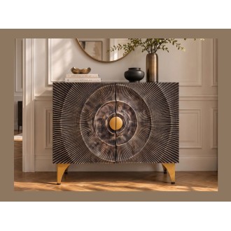 Buffet SOLARIS 100cm noir et doré vu de face