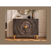 Buffet SOLARIS 100cm noir et doré vu de face