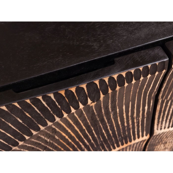 Zoom sur l'une des poignées intégrées du buffet SOLARIS 100cm noir et doré