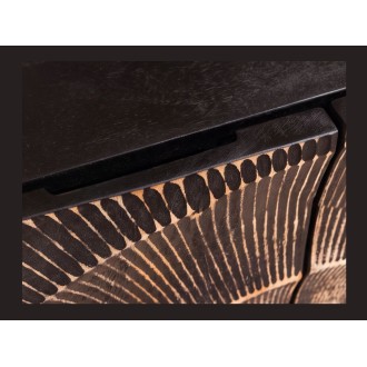 Zoom sur l'une des poignées intégrées du buffet SOLARIS 100cm noir et doré