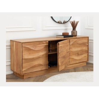 Buffet SONORA 160cm en acacia marron ouvert partiellement