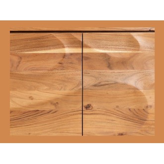 Zoom sur la façade du buffet SONORA 160cm en acacia marron