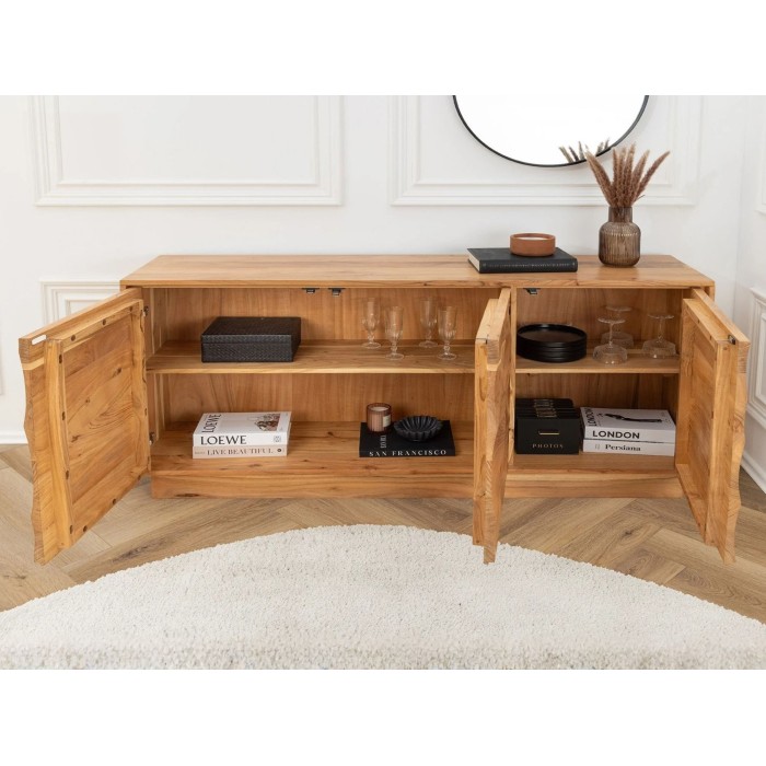 Buffet SONORA 160cm en acacia marron ouvert