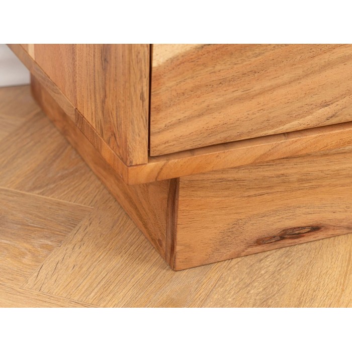 Zoom sur le pied du buffet SONORA 160cm en acacia marron