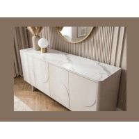 Buffet 180cm MIYA blanc vu de côté, de haut, rapprochée
