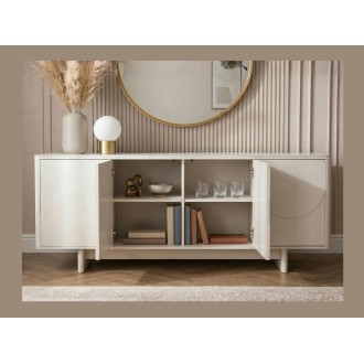 Buffet 180cm MIYA blanc avec les placards centraux ouverts