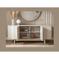 Buffet 180cm MIYA blanc avec les placards centraux ouverts