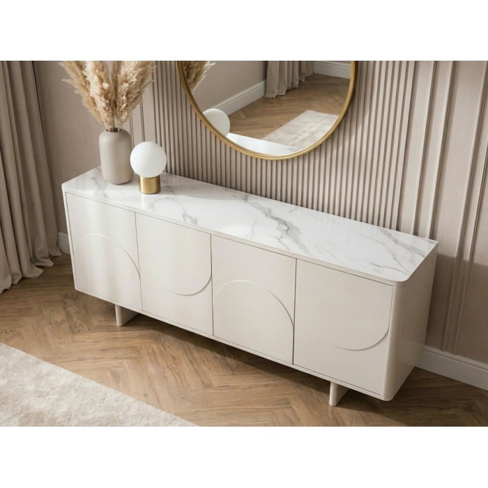 Buffet 180cm MIYA blanc vu de côté de haut