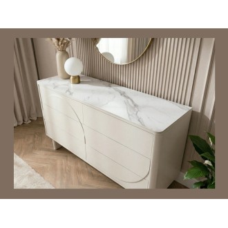 Buffet MIYA 150cm blanc et marbre vu de haut
