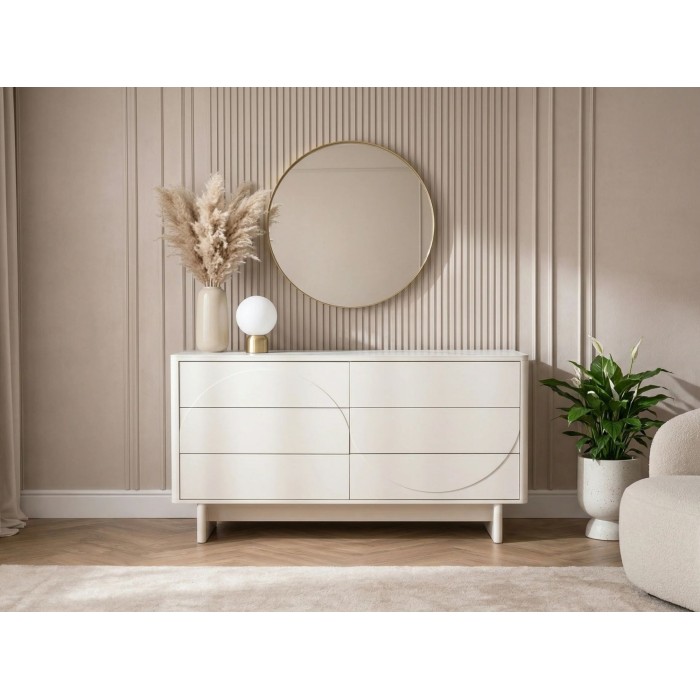 Buffet MIYA 150cm blanc et marbre vu de face