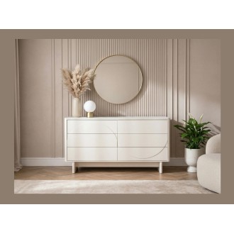 Buffet MIYA 150cm blanc et marbre vu de face