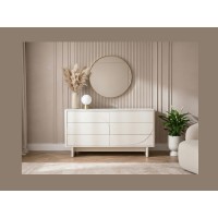 Buffet MIYA 150cm blanc et marbre vu de face