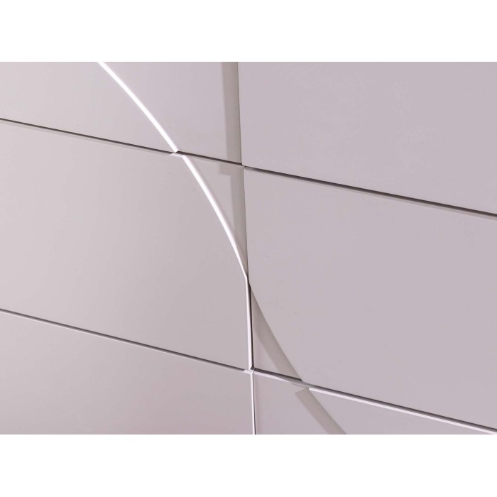 Zoom sur la façade du buffet MIYA 150cm blanc et marbre