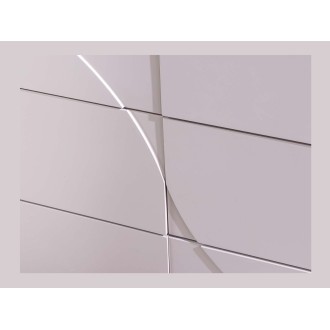 Zoom sur la façade du buffet MIYA 150cm blanc et marbre