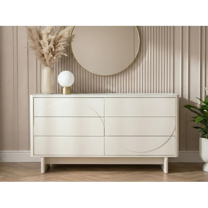 Buffet MIYA 150cm blanc et marbre mis en situation