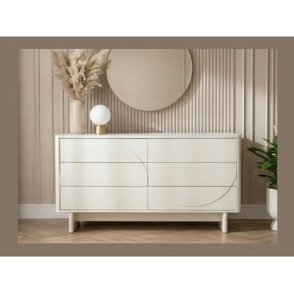 Buffet MIYA 150cm blanc et marbre mis en situation