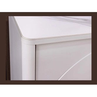 Zoom sur le côté du buffet MIYA 150cm blanc et marbre