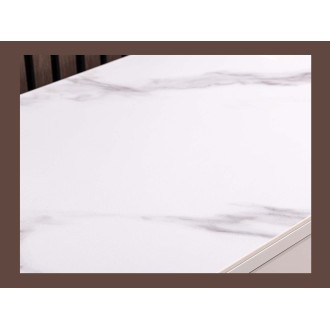 Zoom sur le plateau du buffet MIYA 150cm blanc et marbre