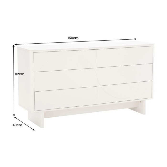 Buffet MIYA 150cm blanc et marbre dimensions