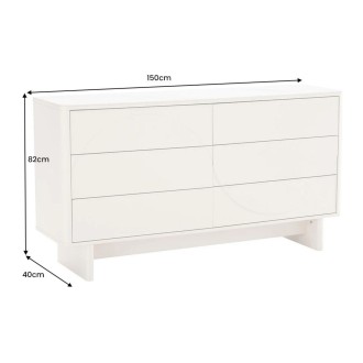 Buffet MIYA 150cm blanc et marbre dimensions