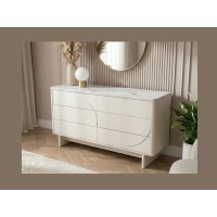 Buffet MIYA 150cm blanc et marbre vu dans un décor 3D