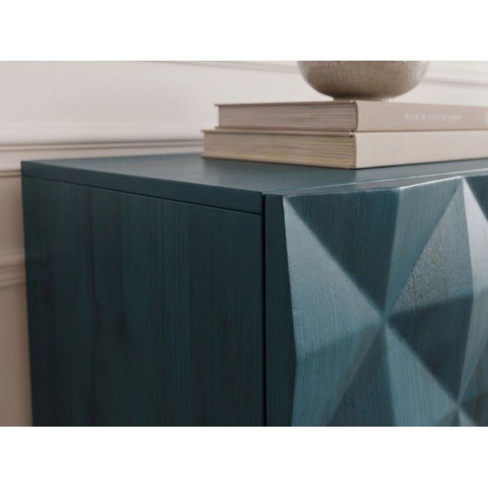 Zoom sur le côté du buffet TERRAKAN turquoise