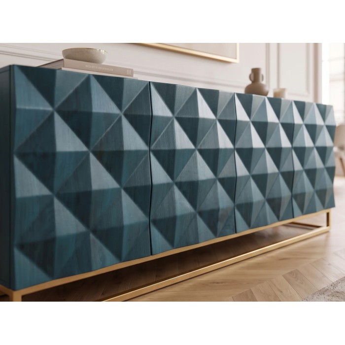 Buffet TERRAKAN turquoise vu de côté rapprochée