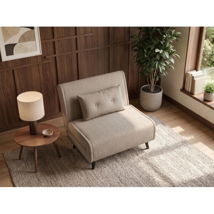 Fauteuil PRESTO beige convertible vu de haut éloignée