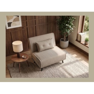 Fauteuil PRESTO beige convertible vu de haut éloignée