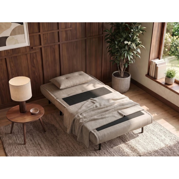 Fauteuil PRESTO beige convertible en mode lit