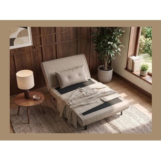 Fauteuil PRESTO beige convertible en mode lit avec dossier relevé