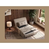 Fauteuil PRESTO beige convertible en mode lit avec dossier relevé