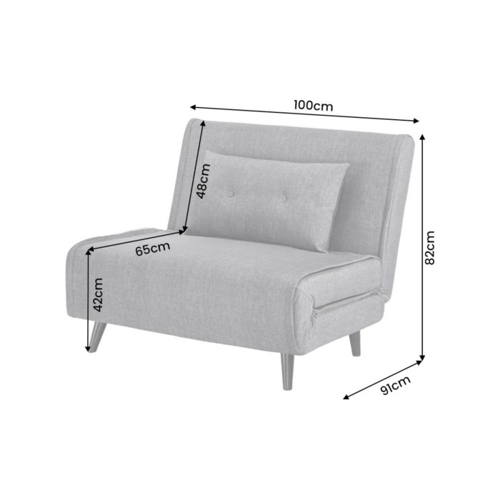 Fauteuil PRESTO gris convertible dimensions