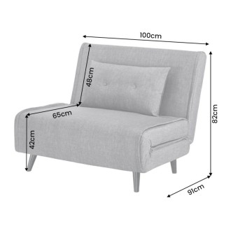 Fauteuil PRESTO gris convertible dimensions