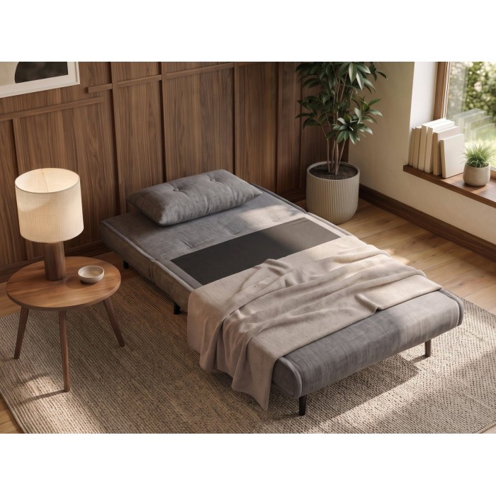 Fauteuil PRESTO gris convertible en mode lit