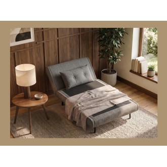 Fauteuil PRESTO gris convertible en mode lit avec dossier relevé