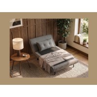 Fauteuil PRESTO gris convertible en mode lit avec dossier relevé