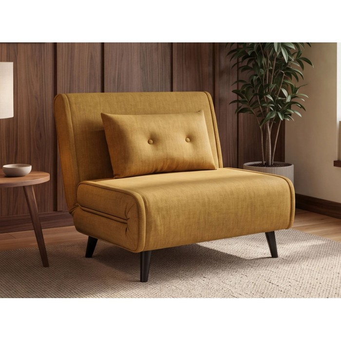 Fauteuil PRESTO jaune moutarde convertible en situation