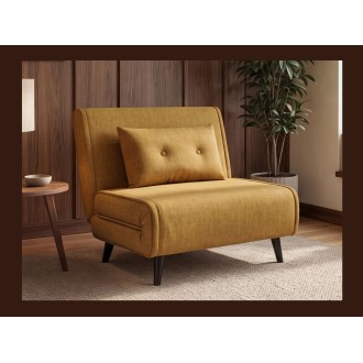 Fauteuil PRESTO jaune moutarde convertible en situation