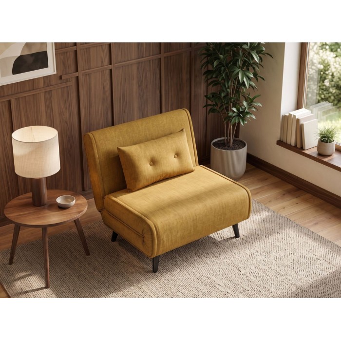 Fauteuil PRESTO jaune moutarde convertible vu éloignée