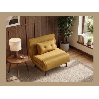 Fauteuil PRESTO jaune moutarde convertible vu éloignée