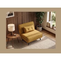 Fauteuil PRESTO jaune moutarde convertible vu éloignée