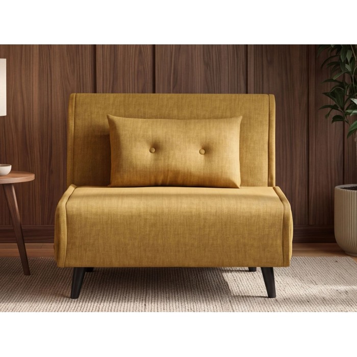 Fauteuil PRESTO jaune moutarde convertible vu de face