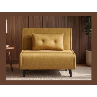 Fauteuil PRESTO jaune moutarde convertible vu de face
