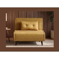 Fauteuil PRESTO jaune moutarde convertible vu de face